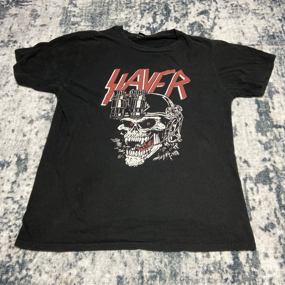 Slayer Skull Graphic T Shirt Black Short Sleeve‎ Band Tee Size Medium